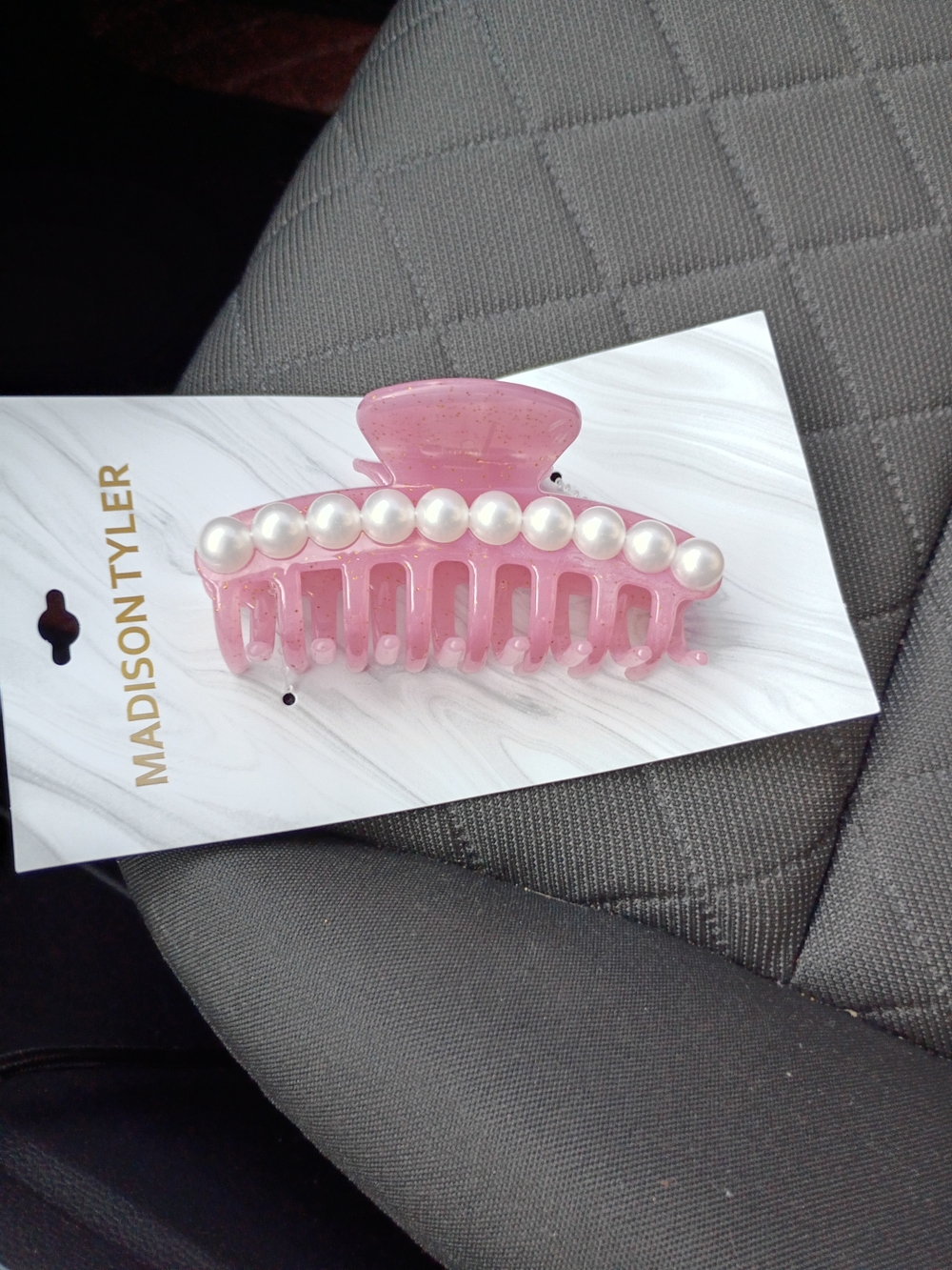 Madison Pink Pearl-Trim Hair Claw